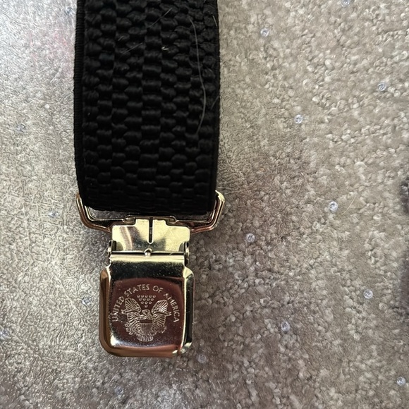 Decalen suspenders made in Poland black and camel leather chrome buckles stretch - Picture 4 of 6